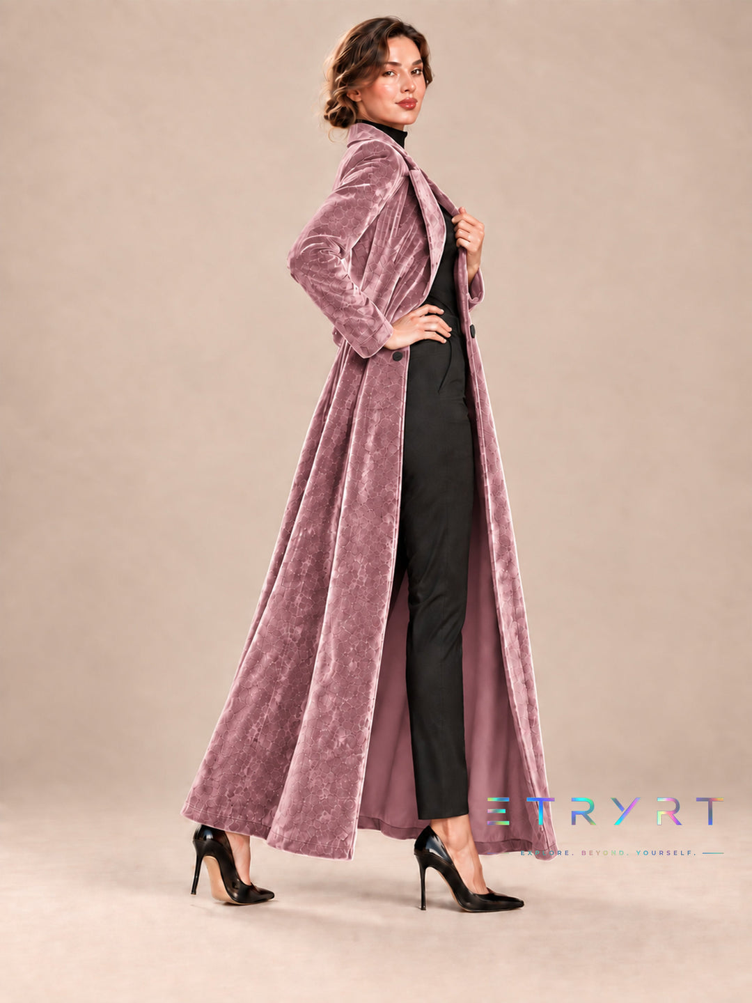 Beatrice | Manteau long ouvert en velours