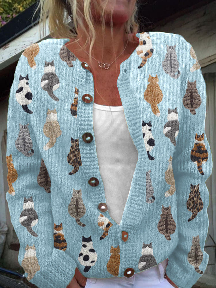 Laurette | Gilet douillet à imprimé chats