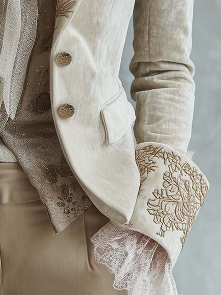Joséphine | Blazer Ivoire Brodé Tailleur