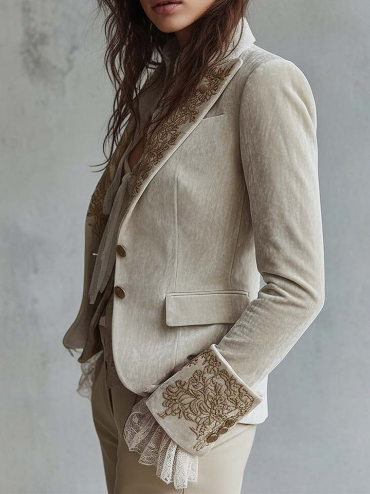 Joséphine | Blazer Ivoire Brodé Tailleur