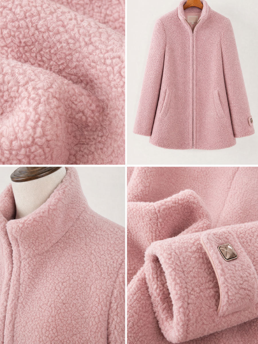 Sidonie | Veste polaire rose vintage zippée
