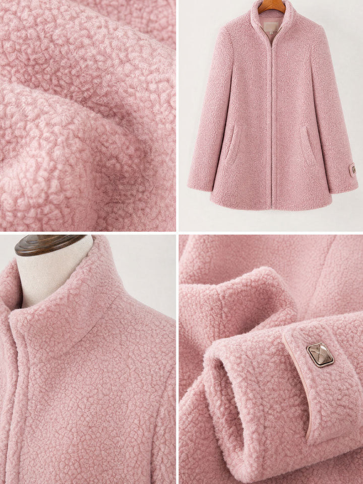 Sidonie | Veste polaire rose vintage zippée