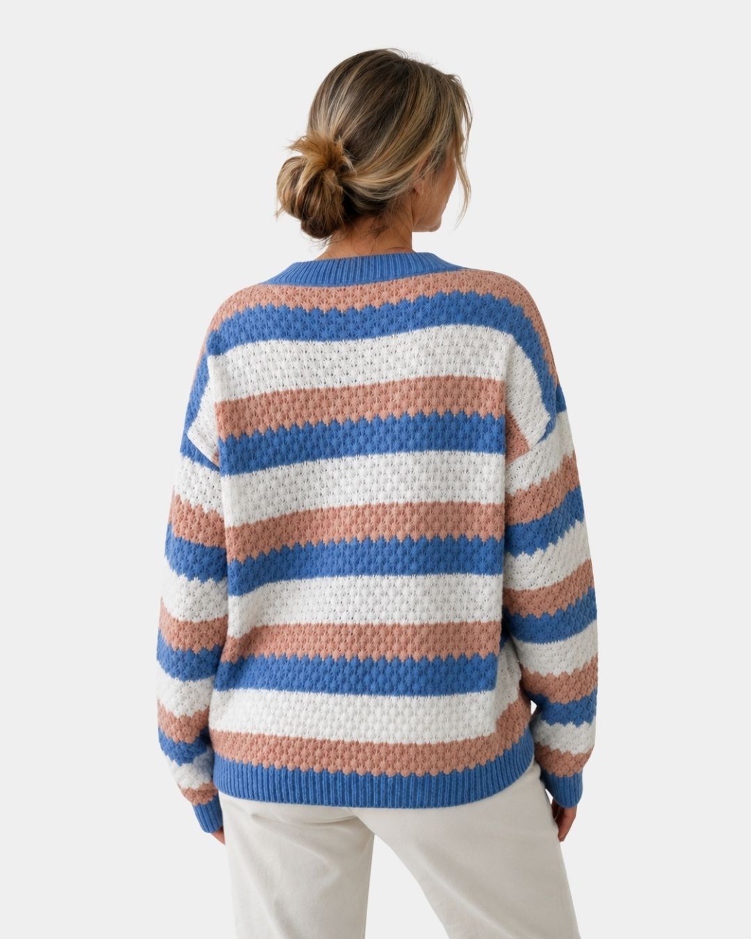 Évelyne | Pull Oversized avec Col Rond et Rayures