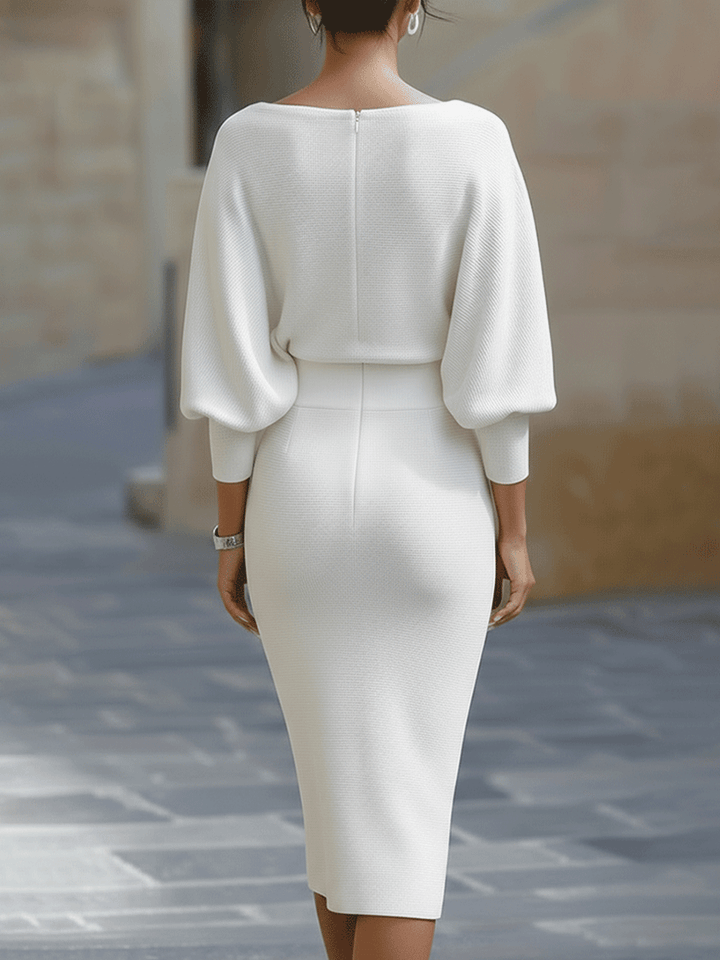 Maud | Robe midi drapée blanche