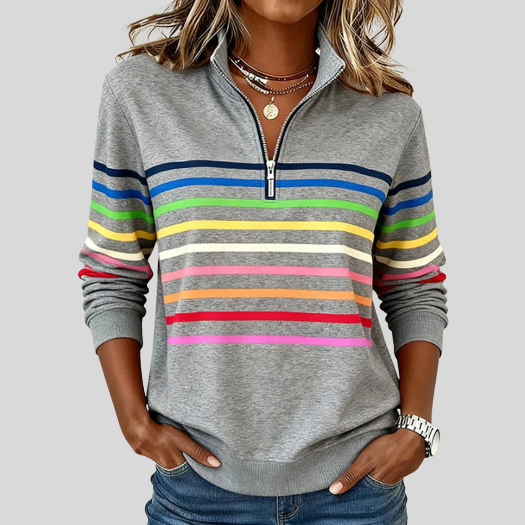 Armance | Sweat rayé à col zippé