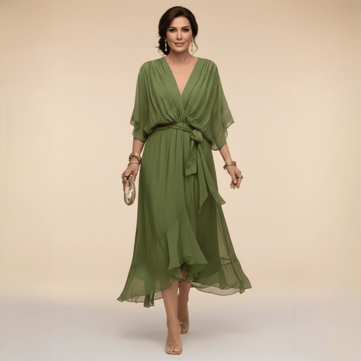 Bénédicte | Robe en chiffon à décolleté en V