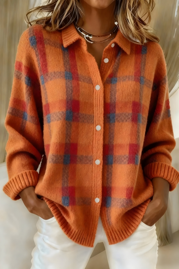 Sixtine | Veste en maille à carreaux
