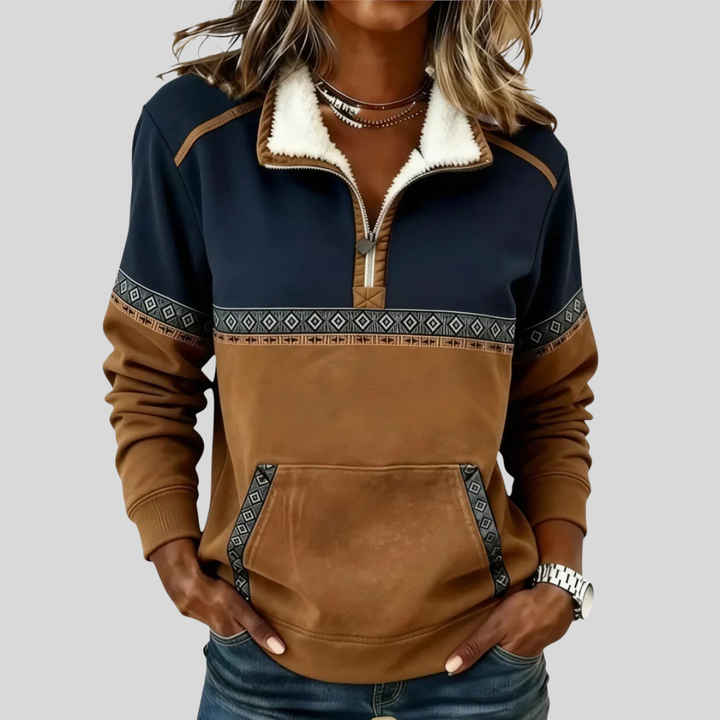 Anastasie | Pull demi-zip à col sherpa