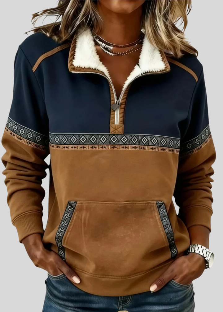Amelia | Pull à demi-zip et col en sherpa