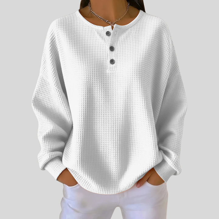 Reine | Top henley en maille gaufrée décontracté