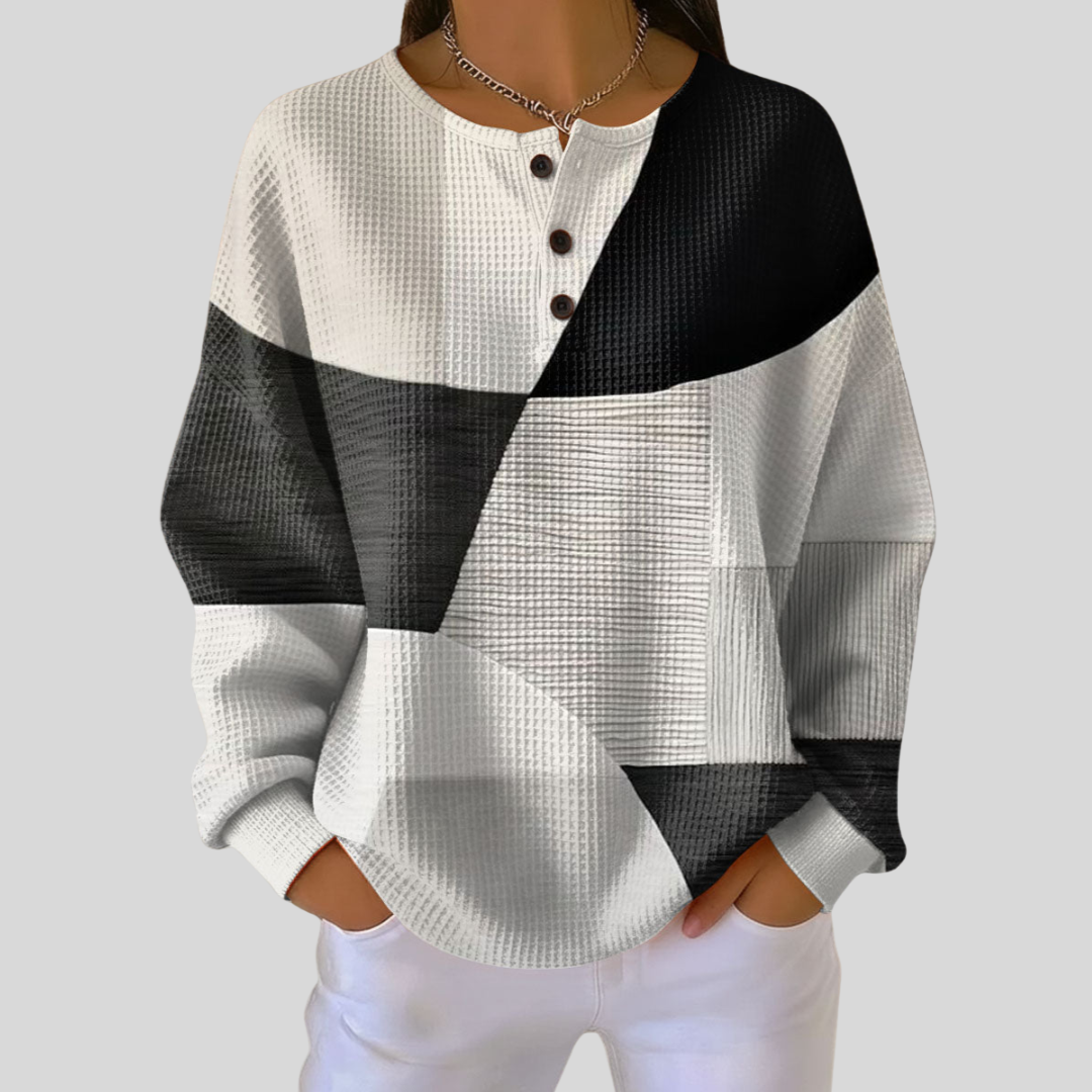 Lauriane | Sweat henley color block texturé