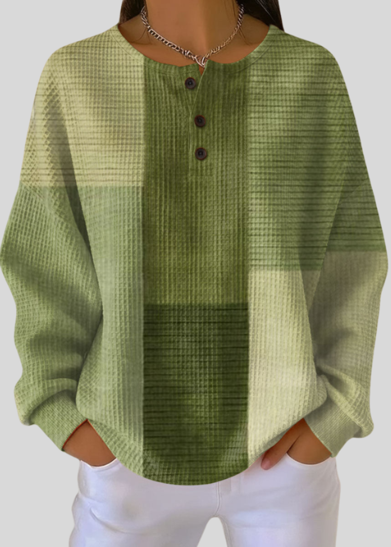 Nora | Sweat-shirt Henley en maille gaufrée
