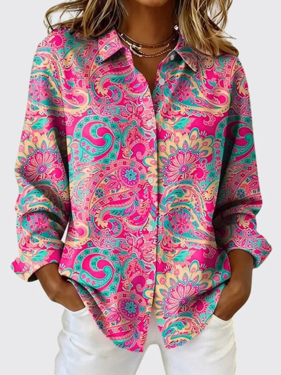 Christiane | Blouse boutonnée à imprimé cachemire