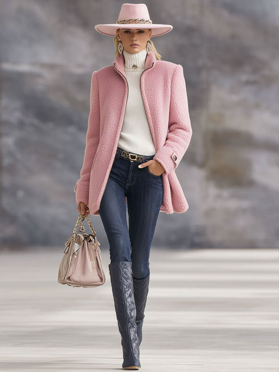 Sidonie | Veste polaire rose vintage zippée