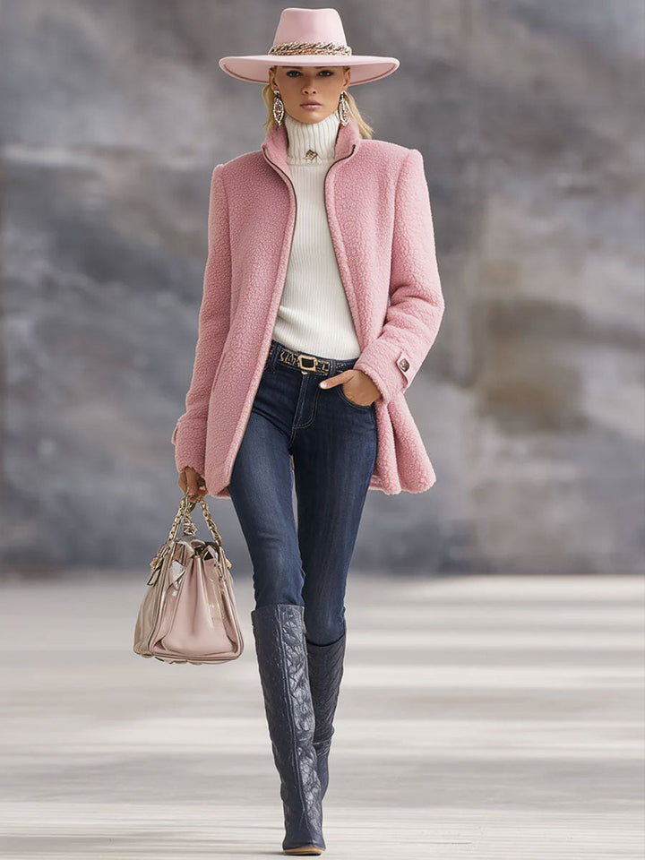 Sidonie | Veste polaire rose vintage zippée