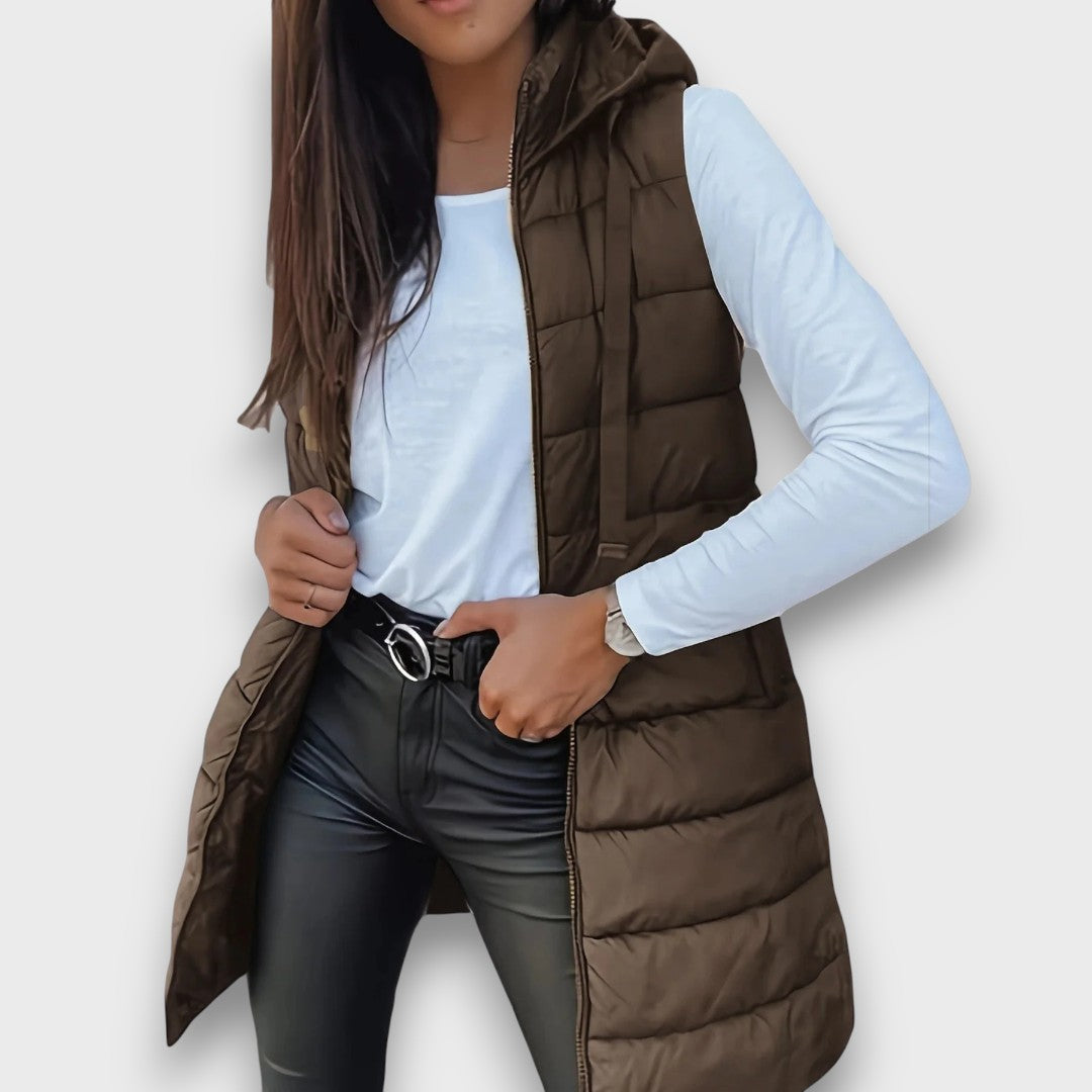 Valériane | Gilet matelassé sans manches à capuche