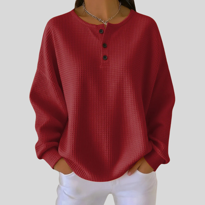 June | Sweat-shirt Henley à texture gaufrée