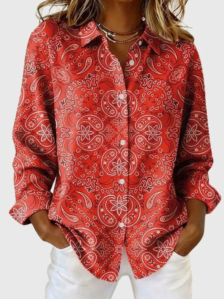 Christiane | Blouse boutonnée à imprimé cachemire