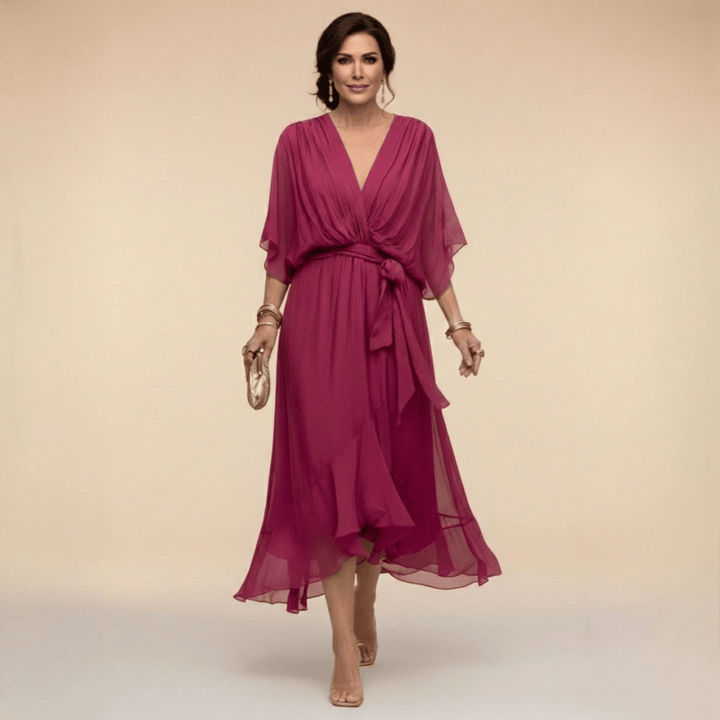 Bénédicte | Robe en chiffon à décolleté en V