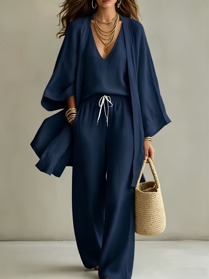 Augustine | Ensemble homewear 3 pièces en lin décontracté