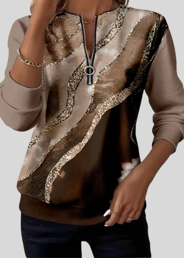 Jane | Sweat-shirt à demi-zip avec imprimé vagues