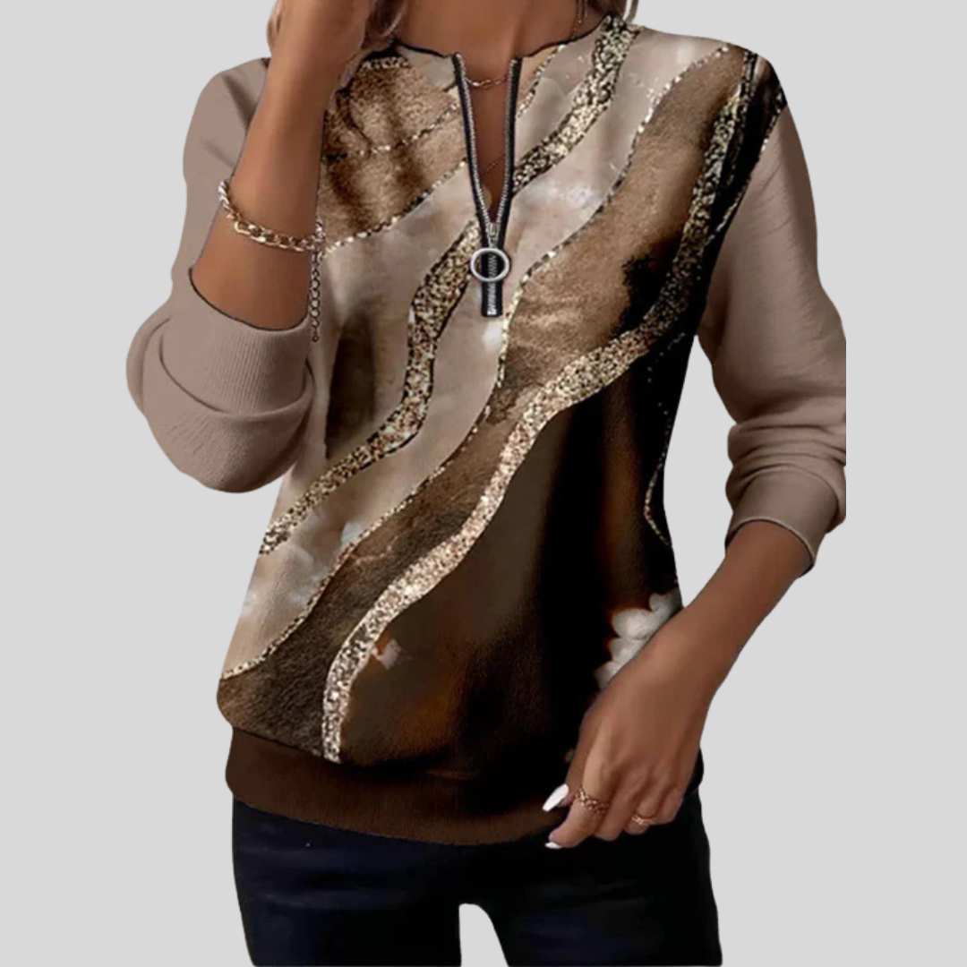 Lisette | Sweat artistique à col zippé