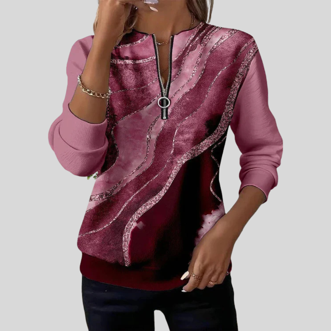 Lisette | Sweat artistique à col zippé