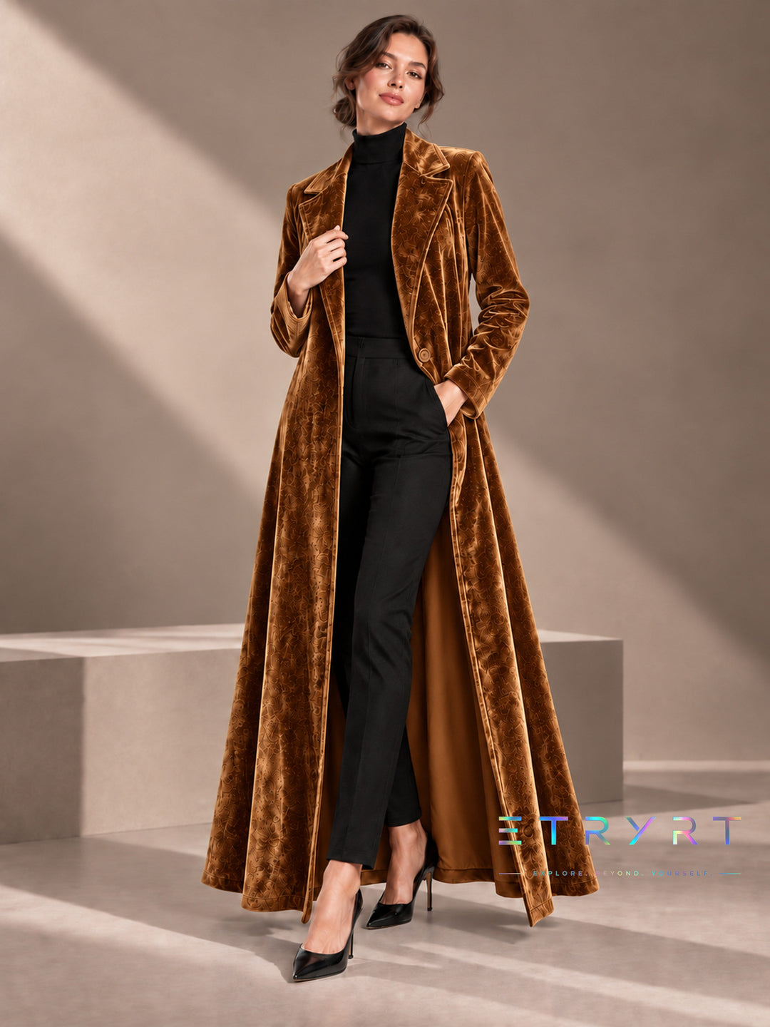 Bérénice | Manteau long en velours ouvert
