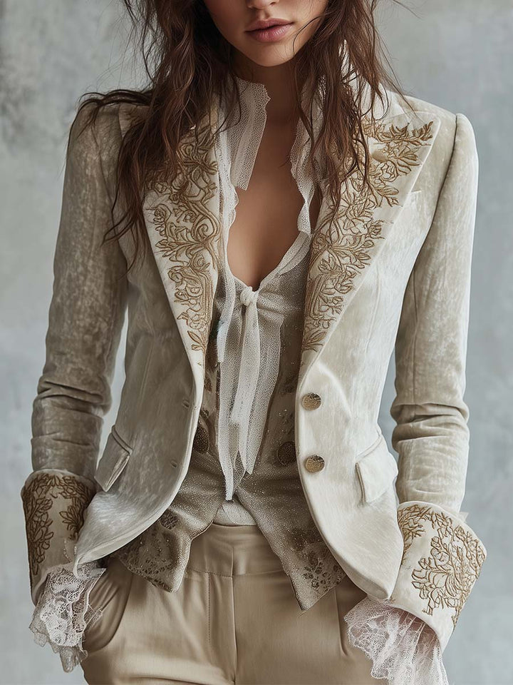Joséphine | Blazer Ivoire Brodé Tailleur
