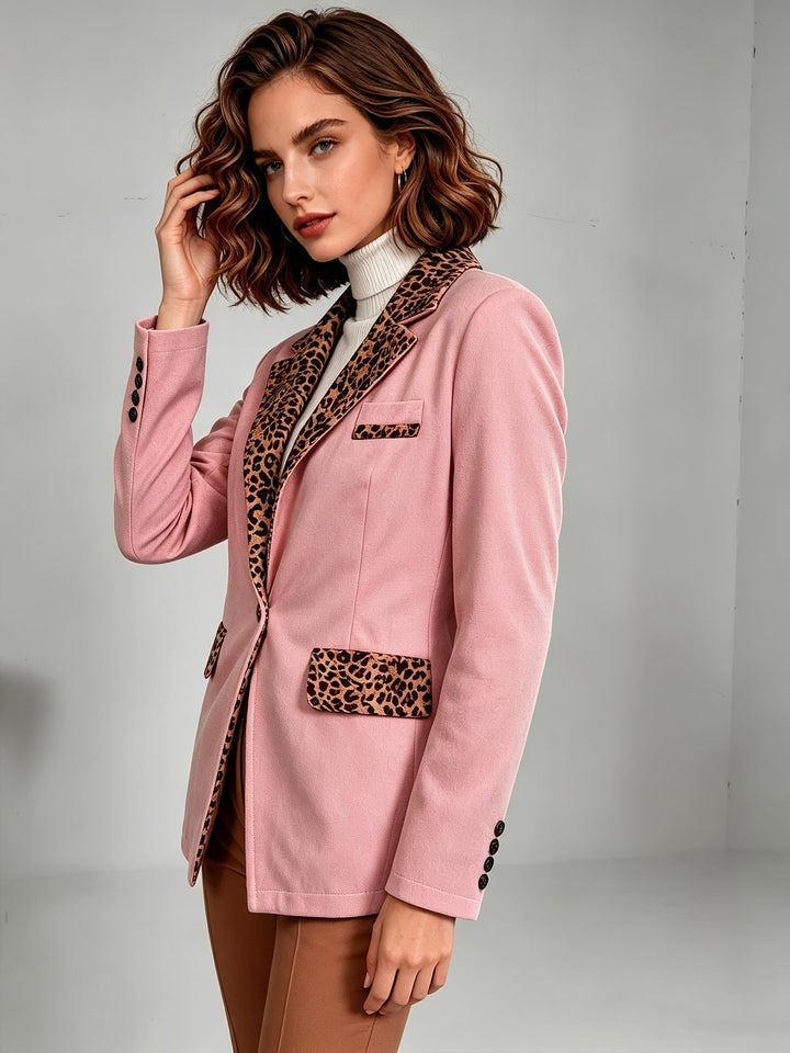 Clémentine | Blazer cintré en velours à détails léopard