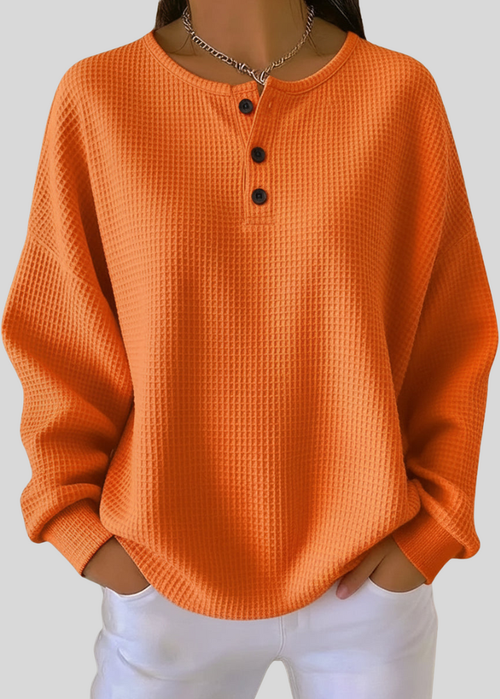 June | Sweat-shirt Henley à texture gaufrée