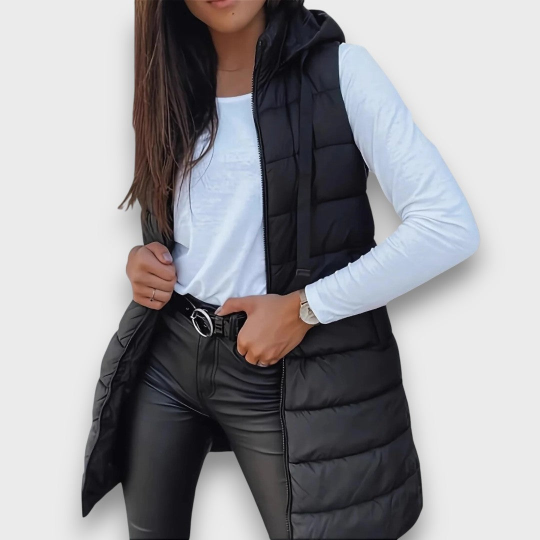 Valériane | Gilet matelassé sans manches à capuche