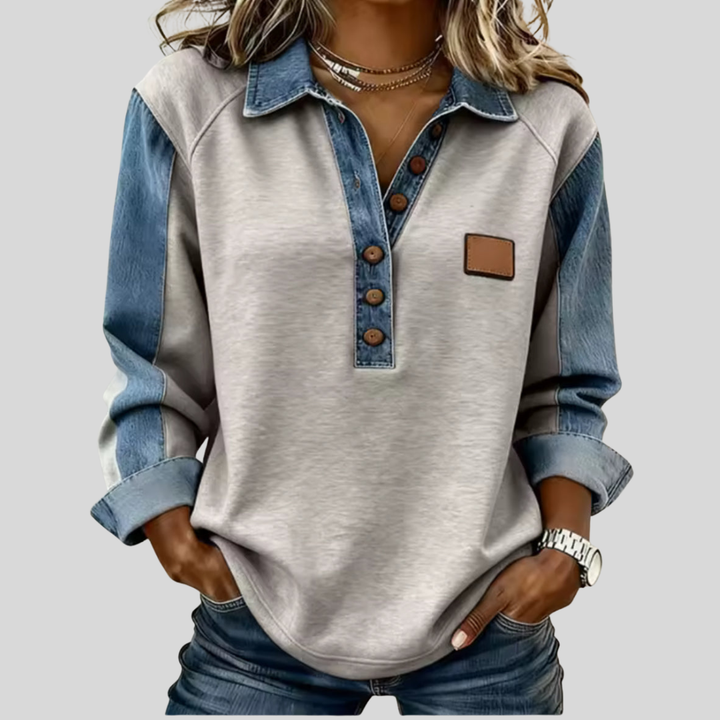 Colombine | Pull bicolore à col chemise