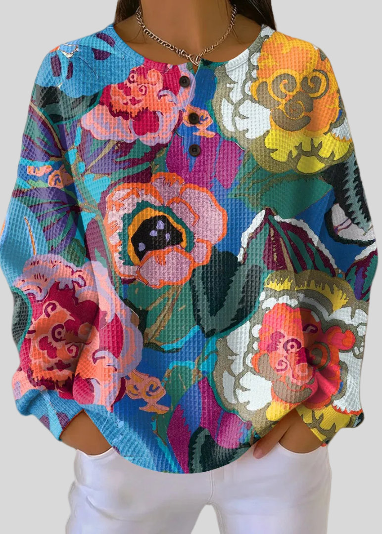 Leah | Sweat-shirt floral en maille gaufrée