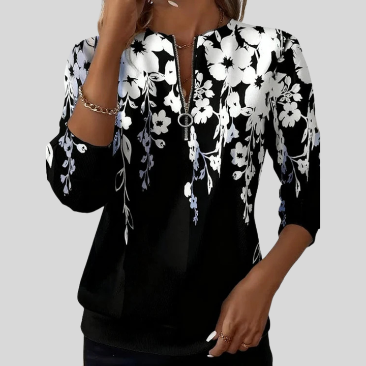 Aveline | Sweat zippé à fleurs graphiques