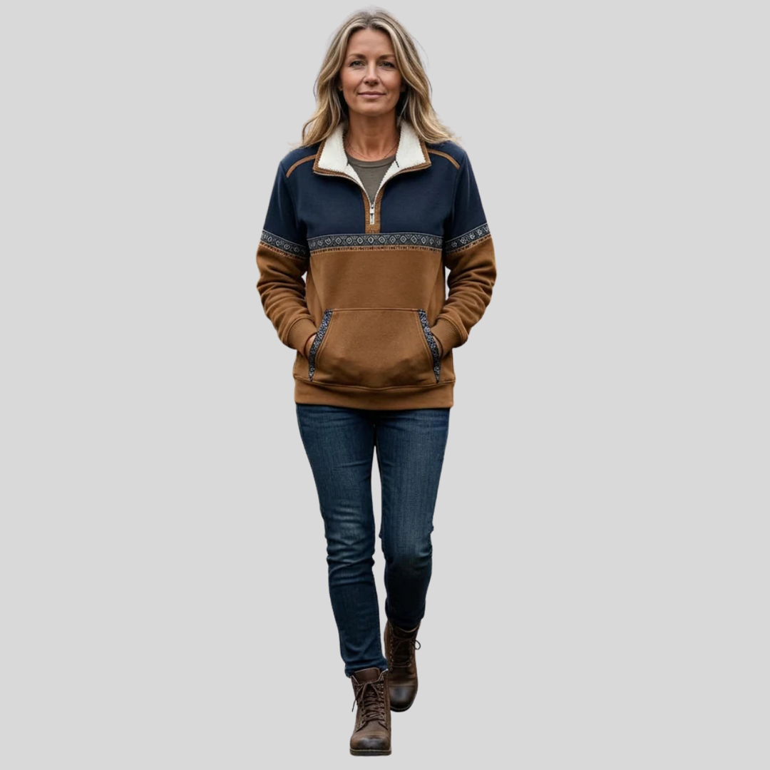 Anastasie | Pull demi-zip à col sherpa