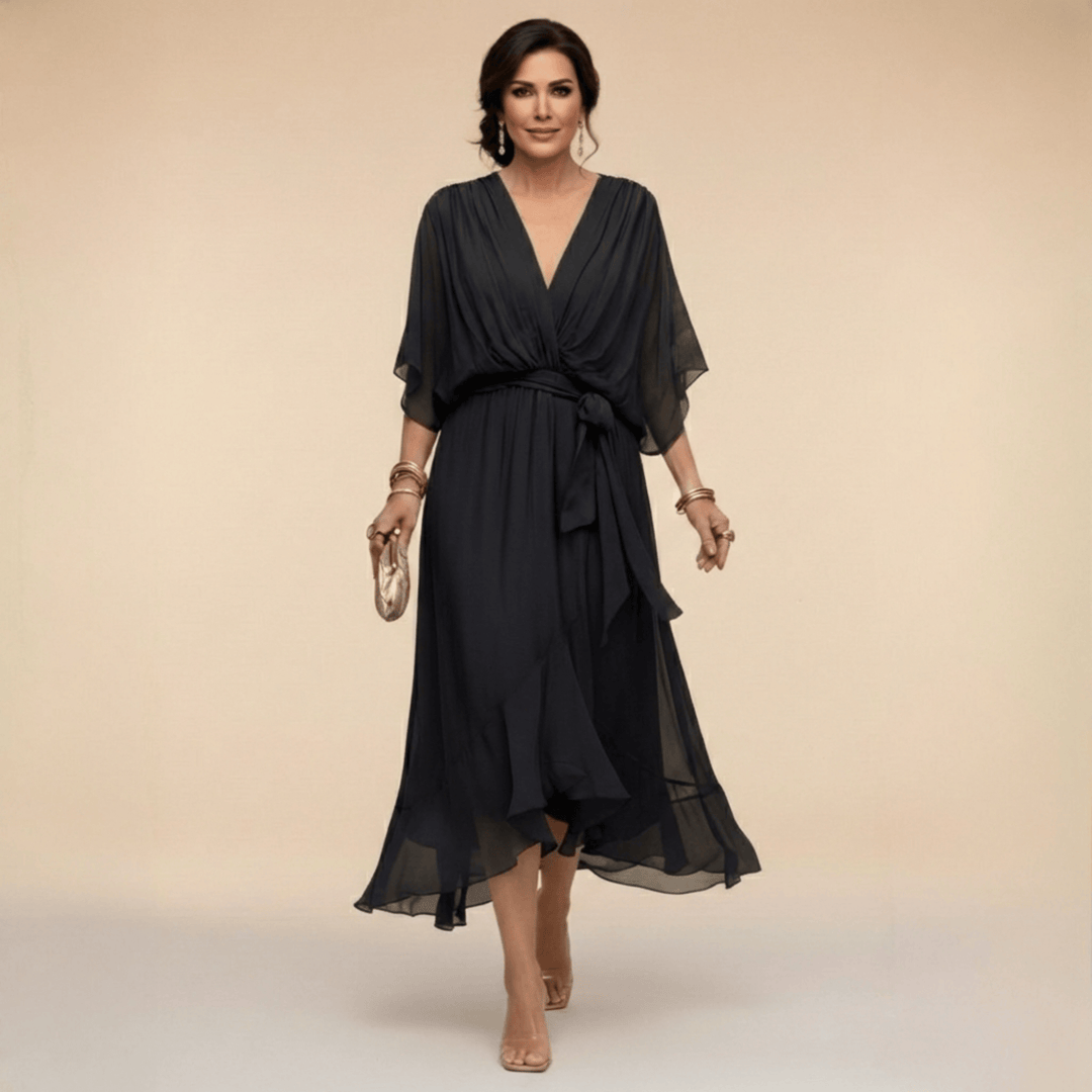 Bénédicte | Robe en chiffon à décolleté en V