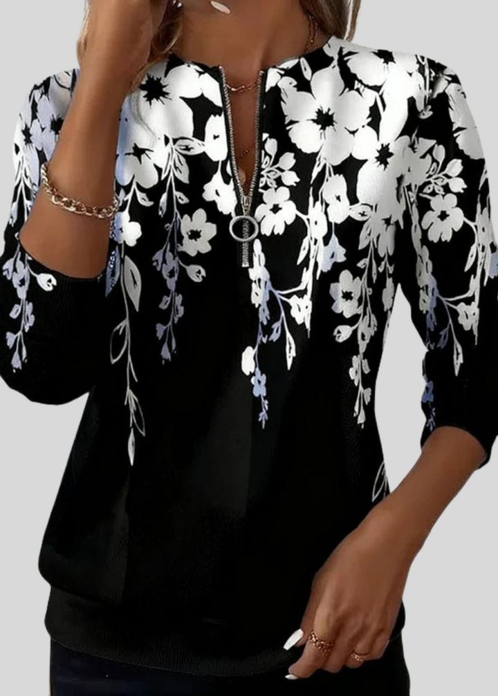 Macy | Sweat fleuri zippé
