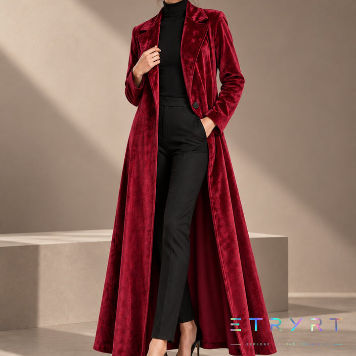 Beatrice | Manteau long ouvert en velours