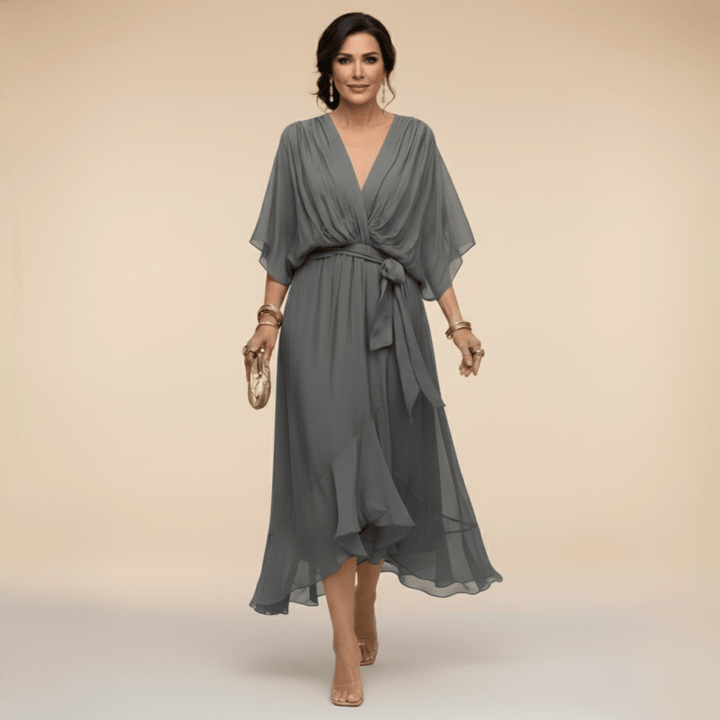 Bénédicte | Robe en chiffon à décolleté en V