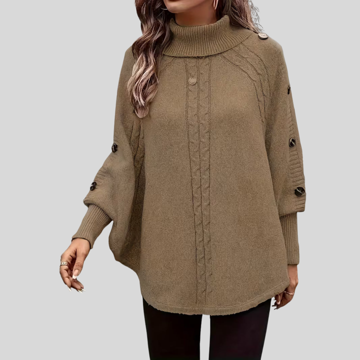 Léa | Poncho col roulé torsadé