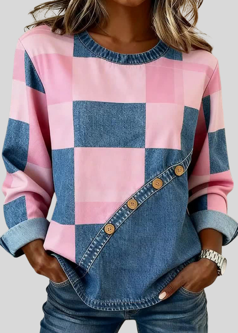 Gail | Sweat-shirt patchwork à boutons