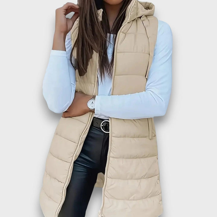 Valériane | Gilet matelassé sans manches à capuche