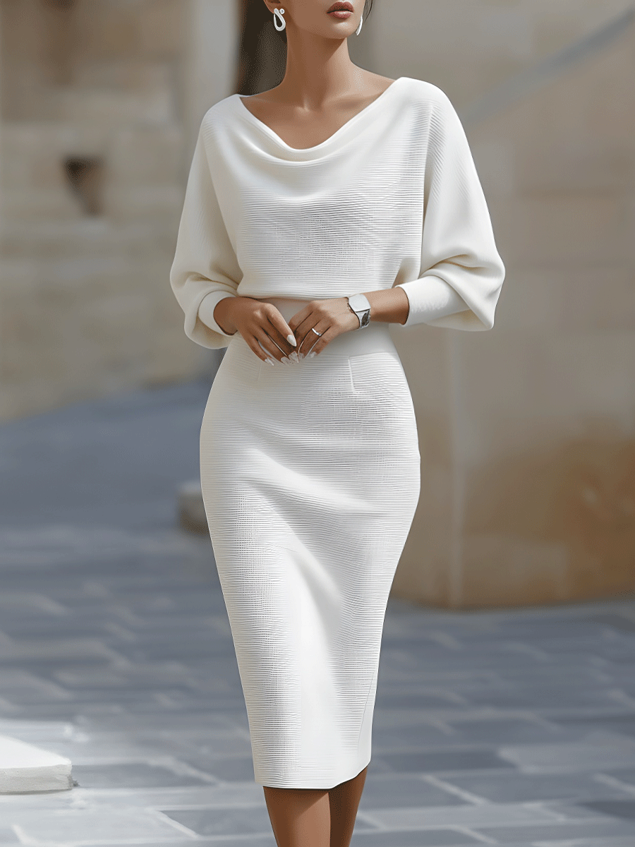 Maud | Robe midi drapée blanche