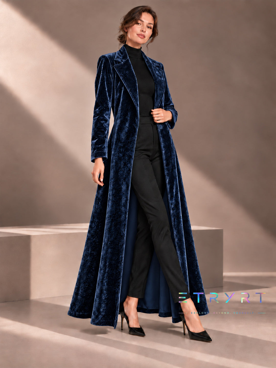 Bérénice | Manteau long en velours ouvert