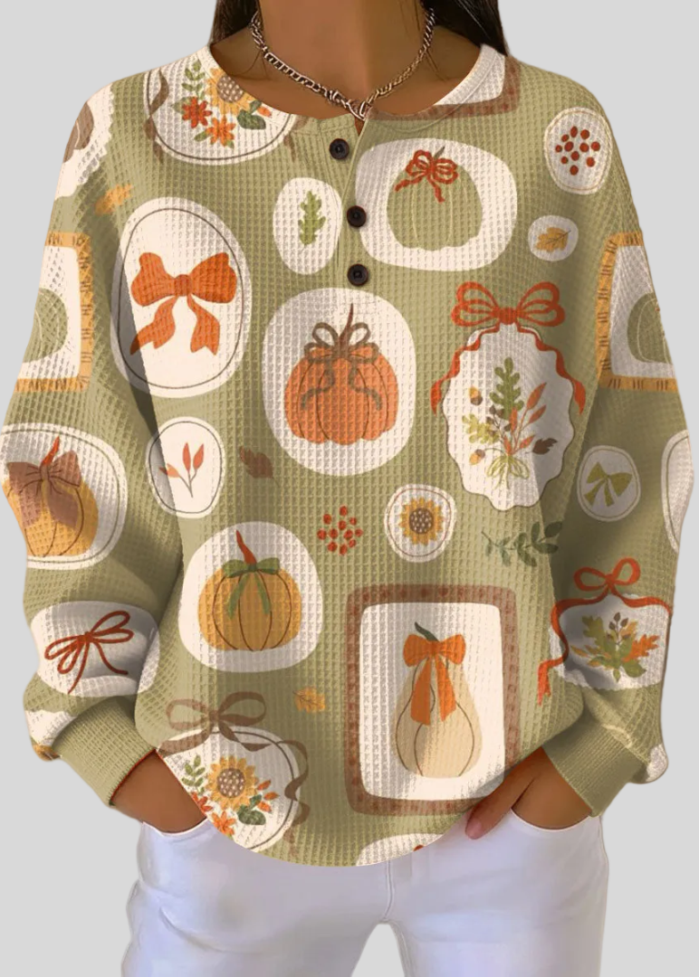 Hannah | Sweat-shirt imprimé de citrouilles et de nœuds