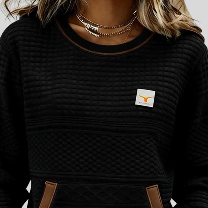 Ella | Sweat-shirt colorblock avec poche kangourou