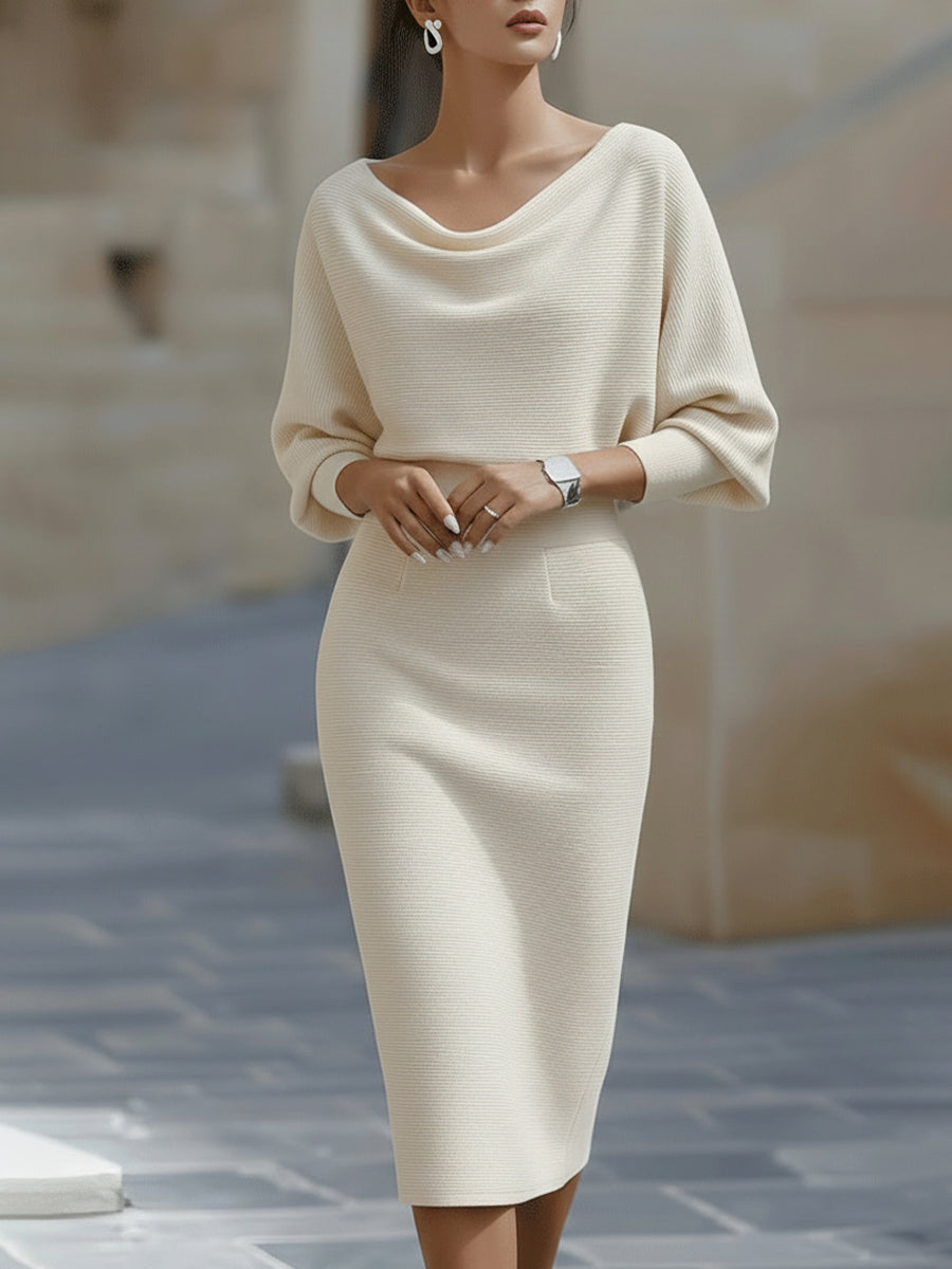 Maud | Robe midi drapée blanche