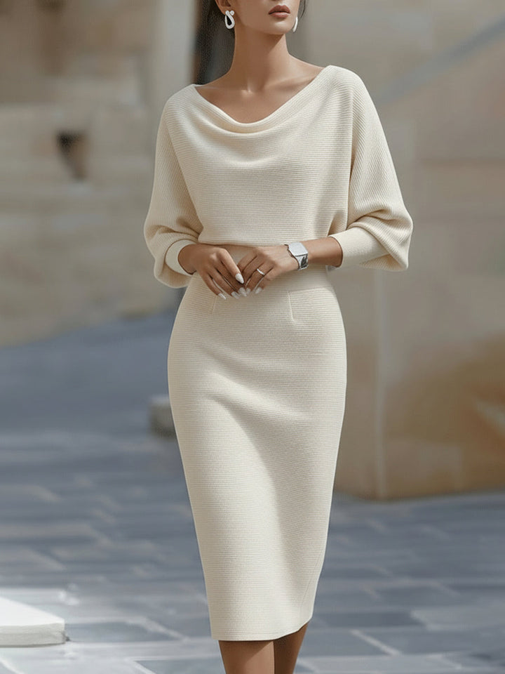 Maud | Robe midi drapée blanche
