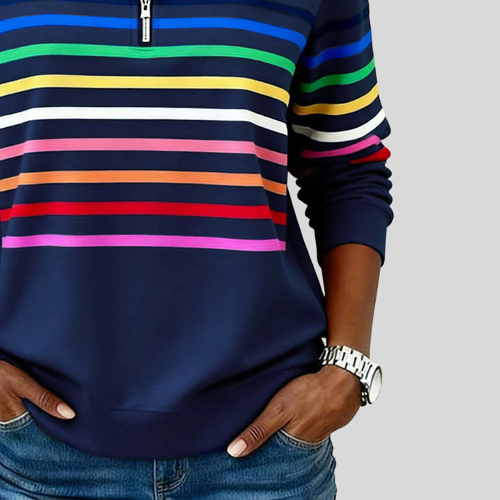 Armance | Sweat rayé à col zippé
